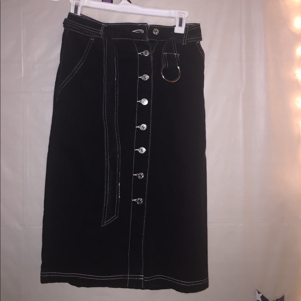 Black denim slim fitting skirt